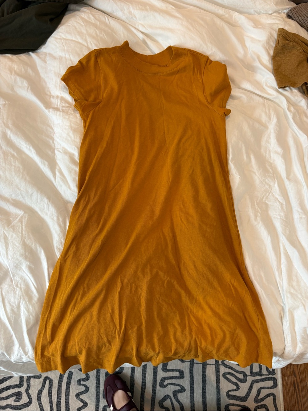 Everlane Mustard Short Sleeve Tunic Dress